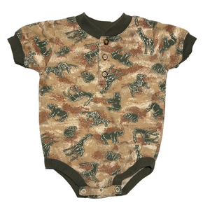 Vintage Kids Baby Boy Sprockets Safari One Piece Onesie Size 12 Months